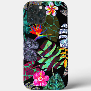 Vibrant Tropical Leaves and Flowers Pattern iPhone 13 Pro Max Case