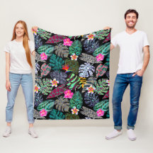 Vibrant Tropical Leaves and Flowers Pattern