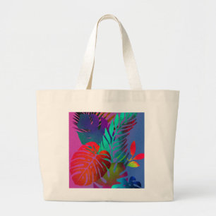 Vibrant Tropical Leaves Artistic Aesthetic Jumbo  Large Tote Bag