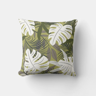 Vibrant Tropical Leaves Pattern Cushion