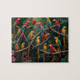 Vibrant Tropical Macaws Jungle Jigsaw Puzzle