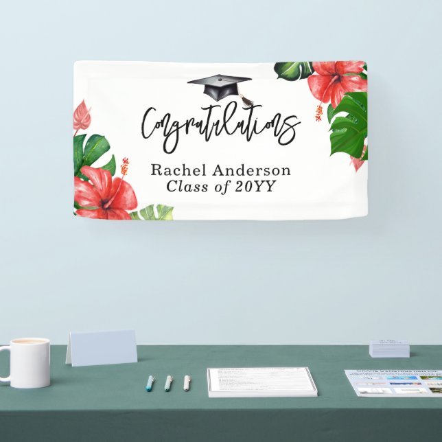 Vibrant Tropical Monstera Graduation Banner (Tradeshow)