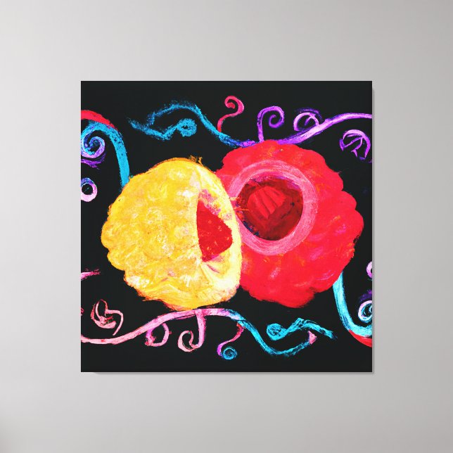 Vibrant Tropical Neon Fruit Design Canvas Print (Front)