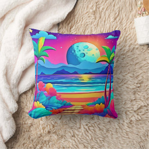 Vibrant Tropical Night Escape Cushion