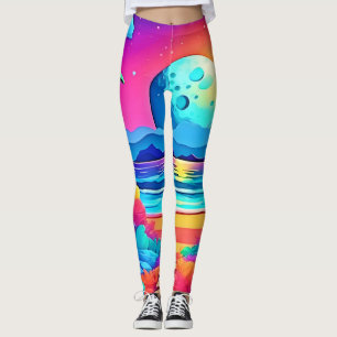 Vibrant Tropical Night Escape Leggings