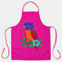 Vibrant Tropical Parrot Culinary Apron