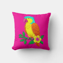 Vibrant Tropical Parrot Throw Pillow