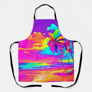 Vibrant Tropical Shore Art Apron