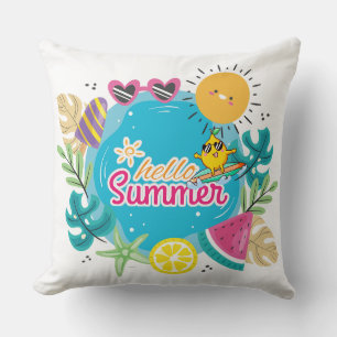 Vibrant Tropical Summer Beach Cushion