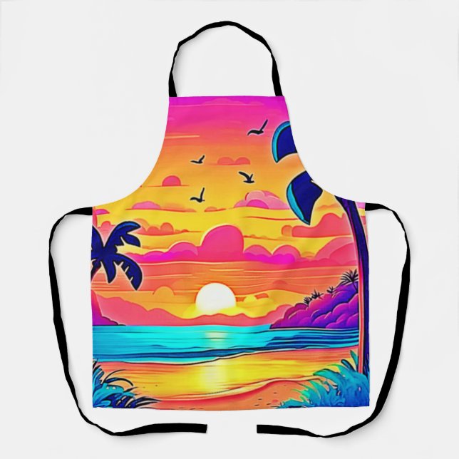 Vibrant Tropical Sunset Apron (Front)