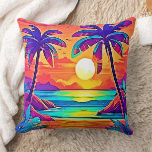 Vibrant Tropical Sunset Art Cushion