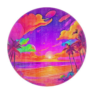 Vibrant Tropical Sunset Cutting Board