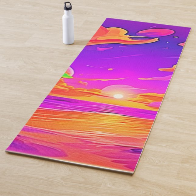 Vibrant Tropical Sunset Yoga Mat (In Situ)