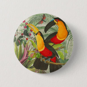Vibrant Tropical Toucan Birds Art Exotic Jungle  6 Cm Round Badge