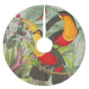Vibrant Tropical Toucan Birds Art Exotic Jungle  Brushed Polyester Tree Skirt