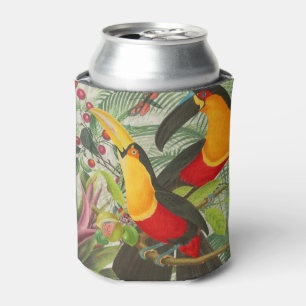Vibrant Tropical Toucan Birds Art Exotic Jungle Can Cooler