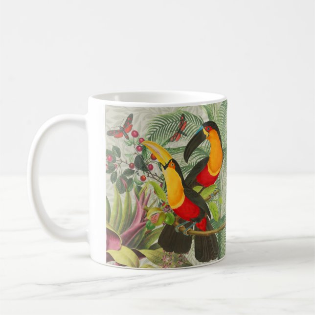 Vibrant Tropical Toucan Birds Art Exotic Jungle  Coffee Mug (Left)