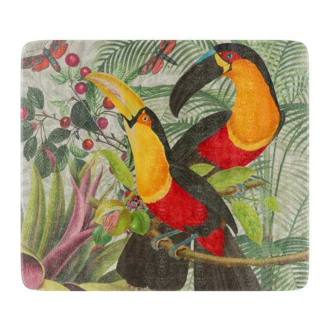 Vibrant Tropical Toucan Birds Art Exotic Jungle  Cutting Board (Front)