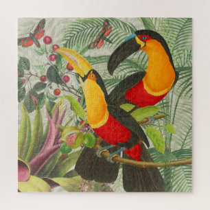Vibrant Tropical Toucan Birds Art Exotic Jungle  Jigsaw Puzzle
