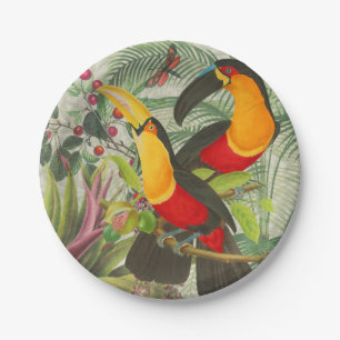 Vibrant Tropical Toucan Birds Art Exotic Jungle  Paper Plate