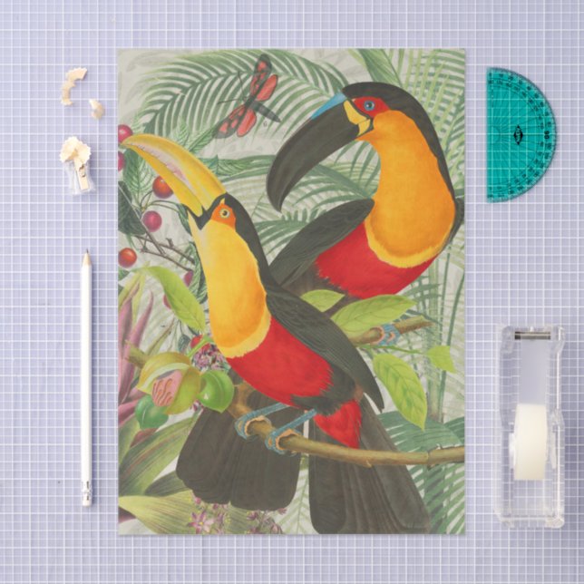 Vibrant Tropical Toucan Birds Art Exotic Jungle  Tissue Paper (Craft)
