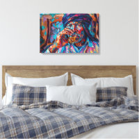 Vibrant Tuareg Nomad Drinking Mint Tea Oil Paint