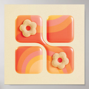 Vibrant Tufted Flower 3D Art Print - Square Format