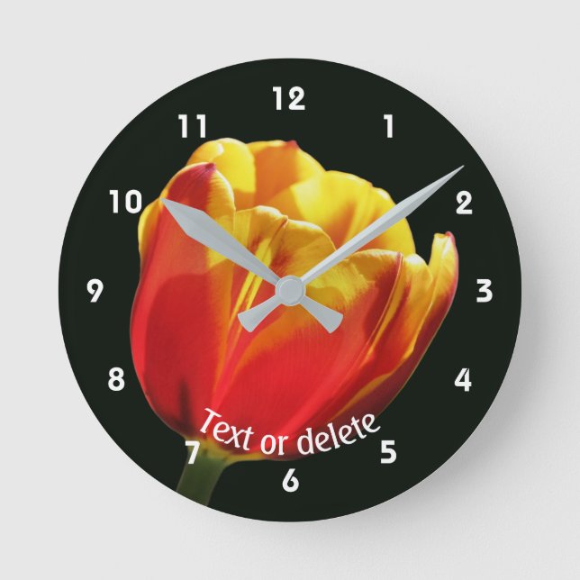 Vibrant Tulip Flower Personalised Round Clock (Front)