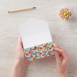 Vibrant Tulip Pattern Floral Design on White All In One Invitation