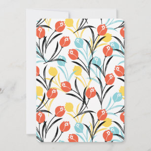Vibrant Tulip Pattern Floral Design on White Invitation