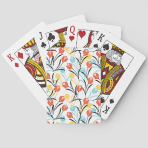Vibrant Tulip Pattern Floral Design on White Playing Cards