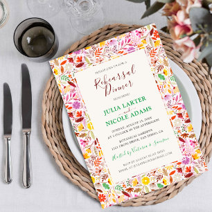 Vibrant Tulip Summer Flowers Rehearsal Dinner Invitation