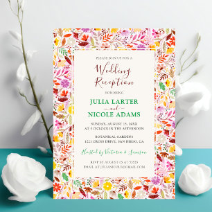 Vibrant Tulip Summer Flowers Wedding Reception Invitation