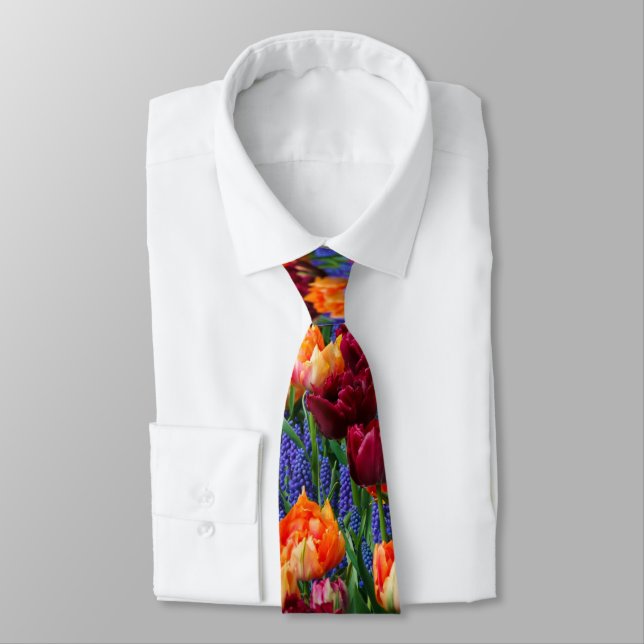 vibrant tulips, hyacinths flowers tie (Tied)