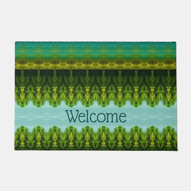 Vibrant Turquoise and Green Doormat (Front)