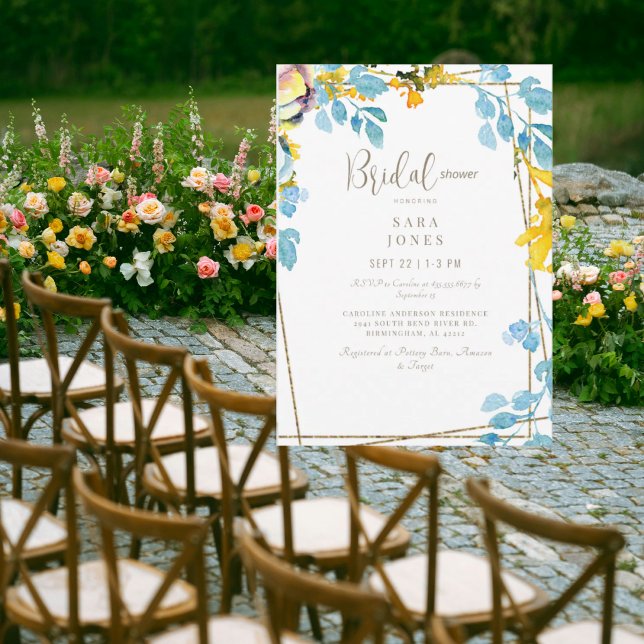 Vibrant Turquoise Botanical Bridal Shower Invitation (Creator Uploaded)