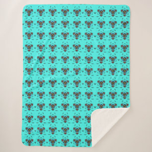 "Vibrant Turquoise Mandala" Sherpa Blanket
