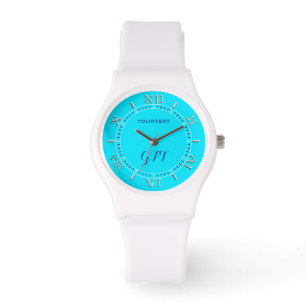 Vibrant Turquoise Sky Blue Colour Personalise This Watch