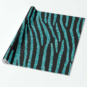 Vibrant Turquoise Zebra Stripes Decor Wrapping Paper