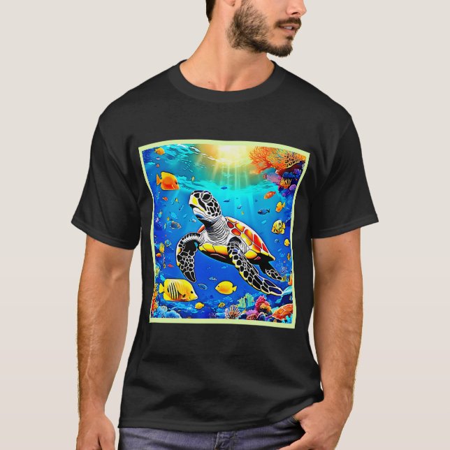 Vibrant Turtle Reef Life T-Shirt (Front)