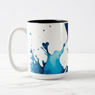 Vibrant Two-Tone Mug-Abstract Colour Splash Design Coffee Mug