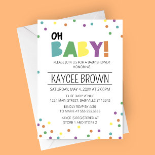 Vibrant Typography Oh Baby Baby Shower Invitation