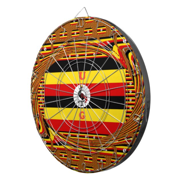 Vibrant Uganda Flag-Inspired Art Dartboard (Front Right)