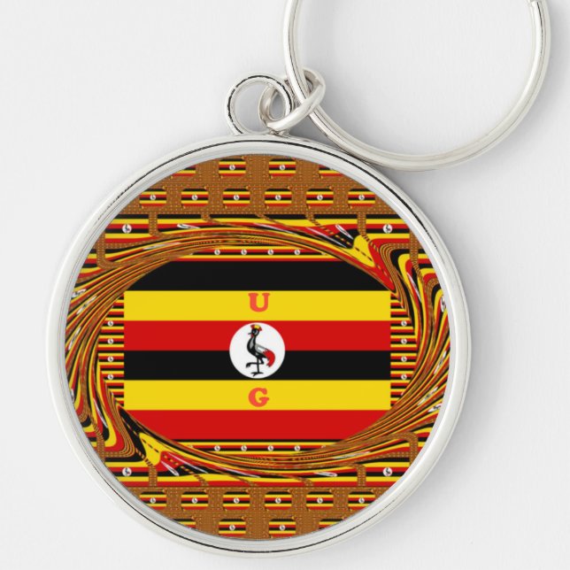 Vibrant Uganda Flag-Inspired Art Key Ring (Front)