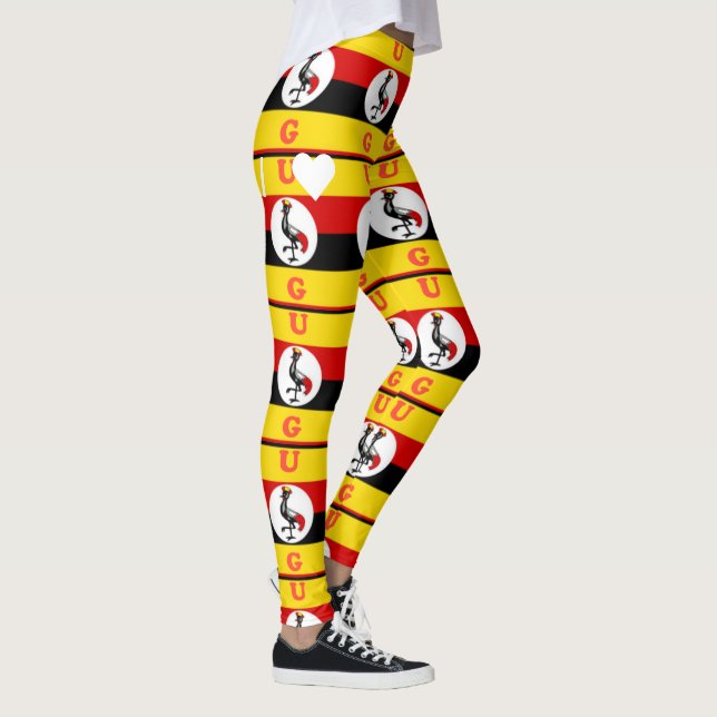 Vibrant Uganda Flag-Inspired Art Leggings (Right)