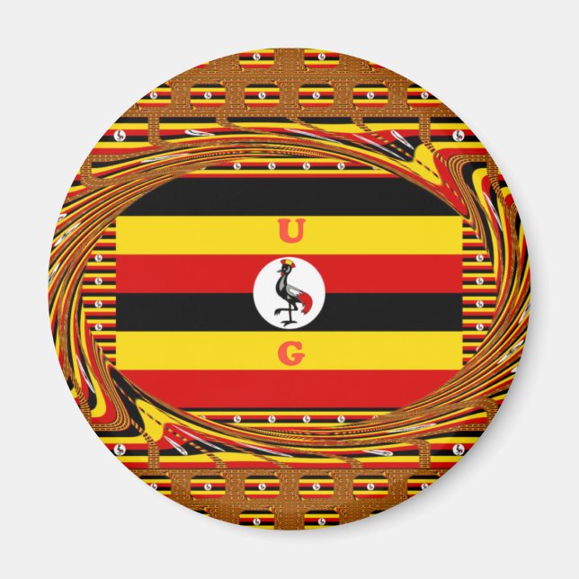 Vibrant Uganda Flag-Inspired Art Magnet (Front)