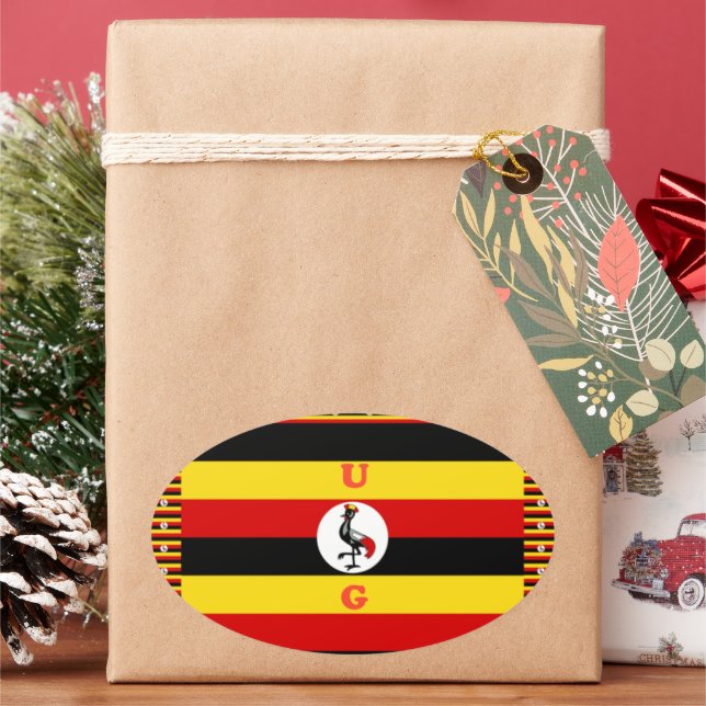 Vibrant Uganda Flag-Inspired Art Oval Sticker (Holiday)