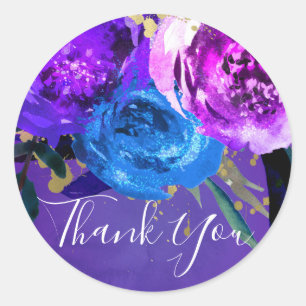 Vibrant Ultra Violet Purple Floral Fantasy Wedding Classic Round Sticker
