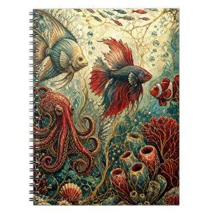 Vibrant Underwater Fantasy Marine Life Notebook