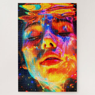Vibrant Underwater Female Portrait Oil Painting Jigsaw Puzzle